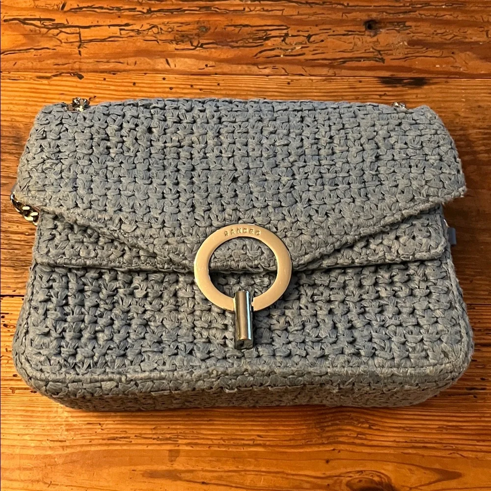 Sandro Raffia YZA Bag in Blue